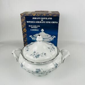 Johann Haviland Blue Garland Casserole Bavaria Germany Fine China with Box